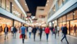 © BeeSee - Blurred crowd walking in the street. Blurred background of a modern shopping mall, motion blur. blurred shoppers with shopping bags  created with generative ai