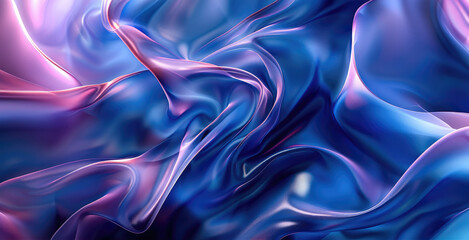 Poster - Abstract background with a blue and purple gradient, fluid shapes, elegant curves, and smooth lines. Generative AI.