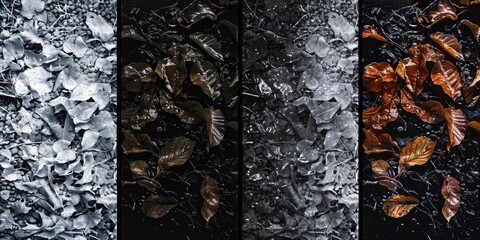 Sticker - Four photographs of fallen leaves, suitable for nature themes