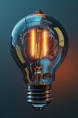 Wall Mural - A close-up shot of a light bulb on a blue background. Great for technology or creativity concepts