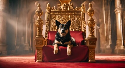 Wall Mural - Dog on a king's throne.