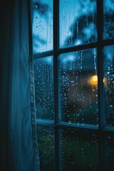 Poster - Raindrops on a window, suitable for weather and nature themes