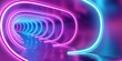 Futuristic tunnel with vibrant neon lights. Ideal for tech and science concepts