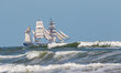 1877 Tall Ship Elissa, the oldest sailing ship in the world, during the sailing ships parade 2023, Galveston, Texas, USA