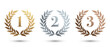 Laurel Wreath Medal Set In Gold, Silver And Bronze