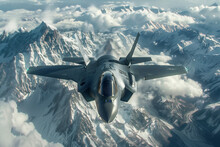 Military Fighter Jet Breaking Sound Barrier Over Snow-covered Mountains 