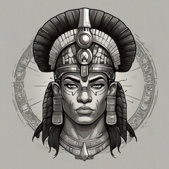 Wall Mural - Black and white ancient character warrior
