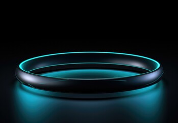 Sticker - A glowing ring sitting on a black surface in the dark. Generative AI.