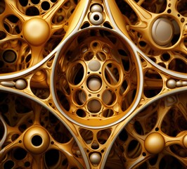 Sticker - A close up of a gold object with many holes in it. Generative AI.