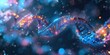 A close up of a DNA strand with lights and sparkles. Generative AI.