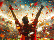 Soccer Player Erupts in Radiant Confetti