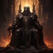 © Shamim - The Dark Lord sits on the throne, the black knight is the king, dark fantasy painting illustration