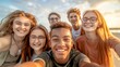 © JovialFox - International youth day. Teenagers, happy and cheerful, smiling and laughing, together, young and funny. Entertainment for young people. Teens make the future.