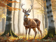 Woodland Majesty: A Deer Amidst Fall's Splendor. generative AI