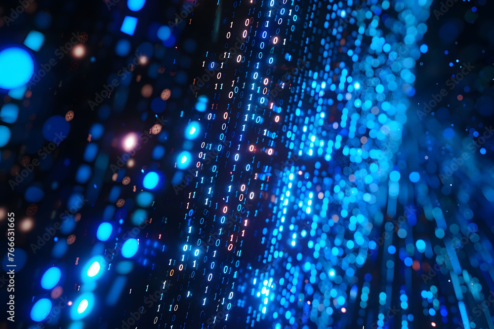 Illustration Stock Abstract digital background with blue binary code ...