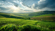 Serene Countryside Bliss: Rolling Hills and Lush Farm Fields
