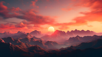 Wall Mural - sunset in mountains, beautiful mountains in a sunset