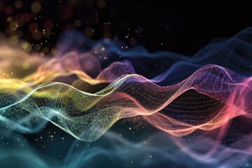 Poster - A particle-filled abstract art forming a mesmerizing visual spectacle, Abstract art filled with particles, creating a captivating visual display.