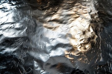 Aufkleber - Shiny metallic textures reflecting light in a captivating manner, Metallic textures gleaming and reflecting light mesmerizingly.
