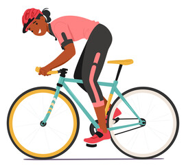 Wall Mural - Dedicated Sportswoman Cyclist, Skillfully Maneuvers her Bike, Pedaling With Precision And Determination, Vector