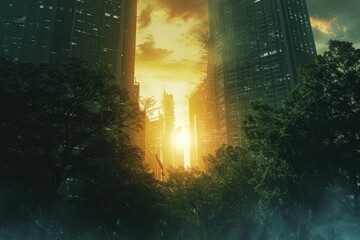 Poster - Urban setting transformed into a futuristic sci fi landscape