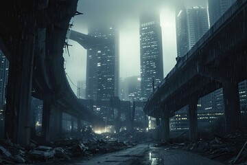 Poster - Urban setting transformed into a futuristic sci fi landscape