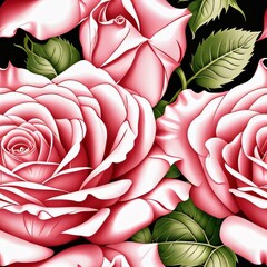 Wall Mural - seamless pattern with pink roses