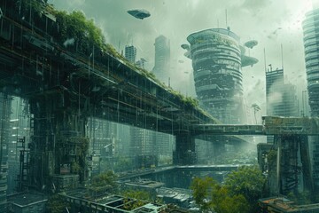 Poster - Urban setting transformed into a futuristic sci fi landscape