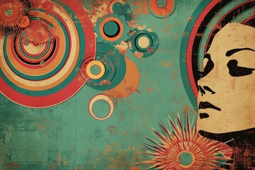 Fototapete - Vintage elements in a retro composition with a modern twist
