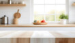 © SolaruS - The image shows a kitchen counter top with a blurry effect, making it difficult to distinguish specific details. Various kitchen items like jars, utensils, and appliances are partially visible