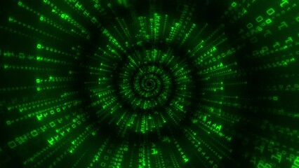 Wall Mural - the matrix style binary code. the camera moves through the falling numbers. seamless loop. digital b