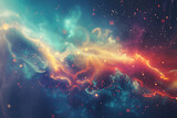 Fototapeta  - close up horizontal illustration of colourful nebula abstract background