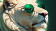 White lion with a sunglasses