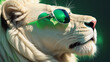 White lion with a sunglasses