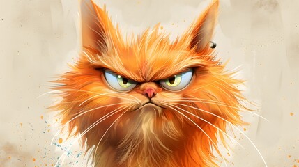 Sticker - angry cartoon cat illustration