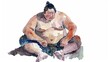 Sumo wrestlers are ready to fight in the arena