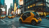 Fototapeta Nowy Jork - Urban Commuters Cinematic photographs of compact city cars capturing their maneuverability efficiency and suitability for urban  AI generated illustration