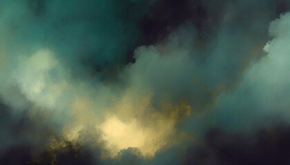 Wall Mural - horror green blue clouds dark grunge smoke texture black haunted background thriller mystery poster