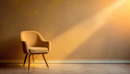 Wall Mural - a chair in front of a plain wall copy space space for text