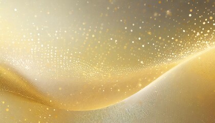 Wall Mural - digital golden particles wave and light abstract wide screen background with shining dots