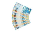 Notas de 100 e 50 reais dinheiro brasileiro 3d render realista