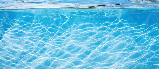 Wall Mural - A close up of the liquid in a swimming pool reveals shades of azure and electric blue, showcasing the dynamic beauty of water resources supporting aquatic organisms