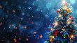 Banner Christmas Tree With Baubles And Blurred Shiny Lights Copy Space
