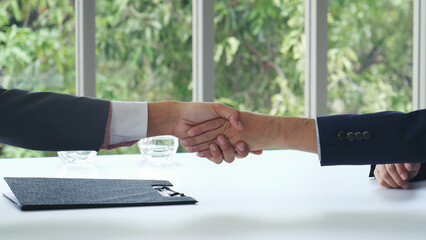 businessman handshake manager recruitment team business. partners shaking hands together greeting me