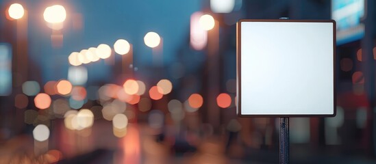 Sticker - a square sign mockup with a blurred background