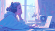© Lemonade - 部屋でくつろぐ女の子　AI