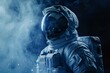 Space exploration mission with astronauts in high-tech spacesuits