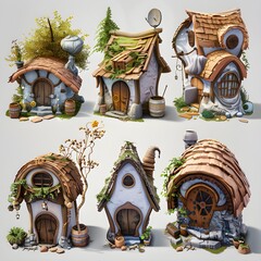 Wall Mural - Set of different fantasy houses