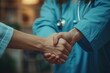 Nurse holding hands with patient, support and healthcare concept