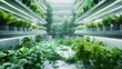 A futuristic hydroponic lab with minimalist equipment and high - tech nutrient solutions for plant cultivation experiments